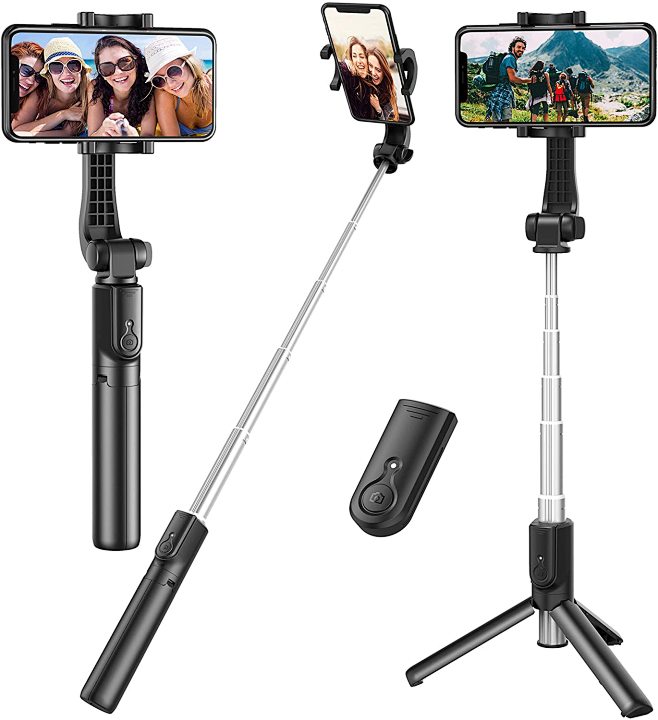 Amazon.com: 自拍杆,可扩展自拍杆三脚架 带可拆卸无线遥控器和三脚架支架自拍杆 兼容所有手机,小巧轻便: Camera & Photo