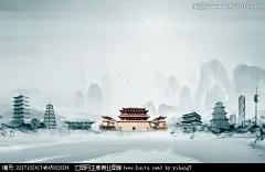 西安水墨 陕西 西安印象 西安地标 西安天际线 西安地标建筑 西安标志性建筑 西安地产广告 大明宫 大雁塔 钟楼 电视塔 水墨地产广告 别墅广告 新中式 水墨活动背景