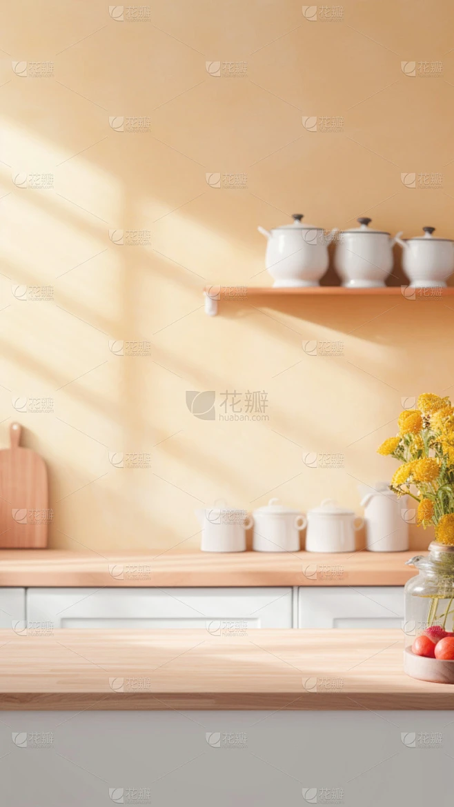 背景通用暖色调木质厨房桌面背景场景图片素材素材-花瓣网