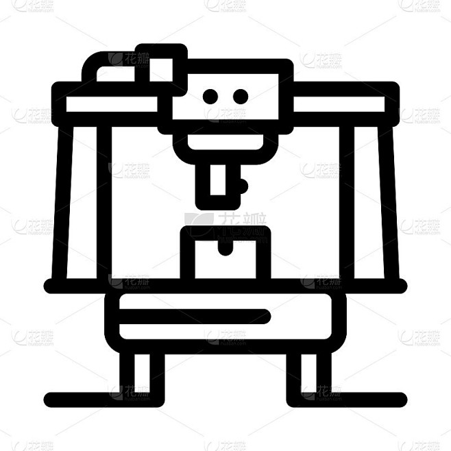 制造机器图标矢量轮廓插图