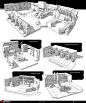 Gears 5 escape - Safe room early sketches, Jonas Minnebo : I worked on the early sketches of the final direction of the safe room. These were used to construct the room with, and Braydan Barrett did final concepts for the specific parts in the end.