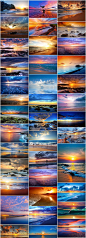 105大海天空海面夕阳朝霞日出云彩落日自然美景风光图片背景素材-淘宝网