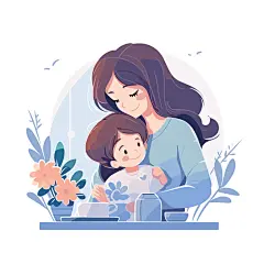母子 插画 图标 SVG 设计 素材 矢量妈妈拥抱宝宝