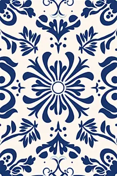 青花瓷纹样插画绘画