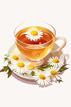 菊花茶二十四节气秋分插画图片