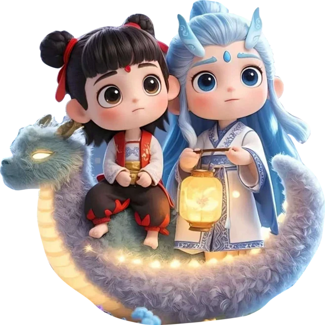 哪吒魔童闹海哪吒敖丙Q版立牌卡通全身印花热转印高清PNG免抠素材(81)-花瓣网