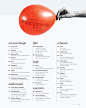 I love this table of contents and the design is amazing. I like how its all black and white except for the red balloon. Also the typography is really fitting: 