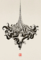 This may contain: a black and white drawing of a chandelier