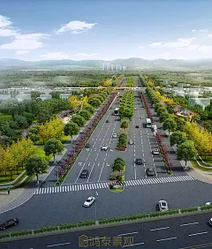 2020道路绿道景观效果图PSD素材市政公路绿化景观效果图ps行道树-淘宝网