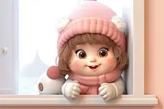 开窗卡通小孩人像孩童儿童模型图片