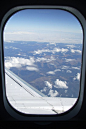 View trough airplane window in flight