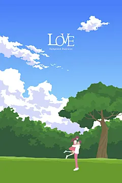蓝色天空热恋男女青春少年情侣插画蓝色天空|天空|热恋|男女|情侣|插画