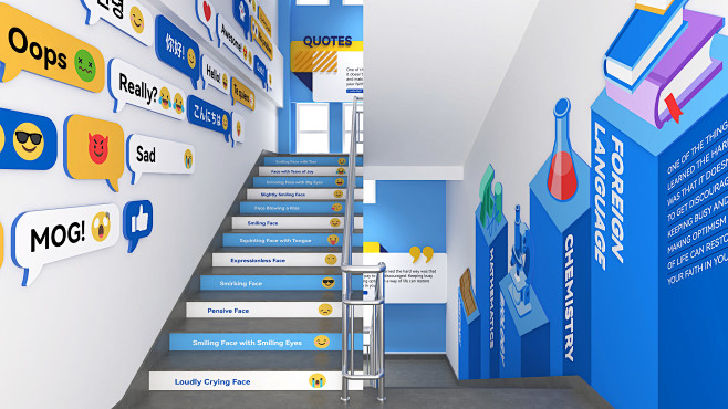 校园文化（高中；国际；艺术）楼梯间文化墙...