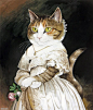 毫无违和感！猫咪与名画贵族们亲密组合，Susan Herbert 油画作品欣赏 