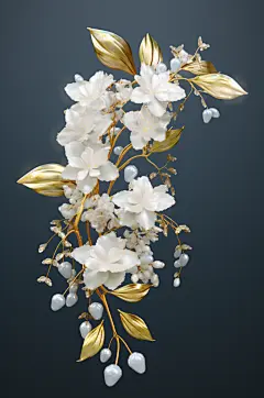 AI数字艺术秋季桂花元素模型