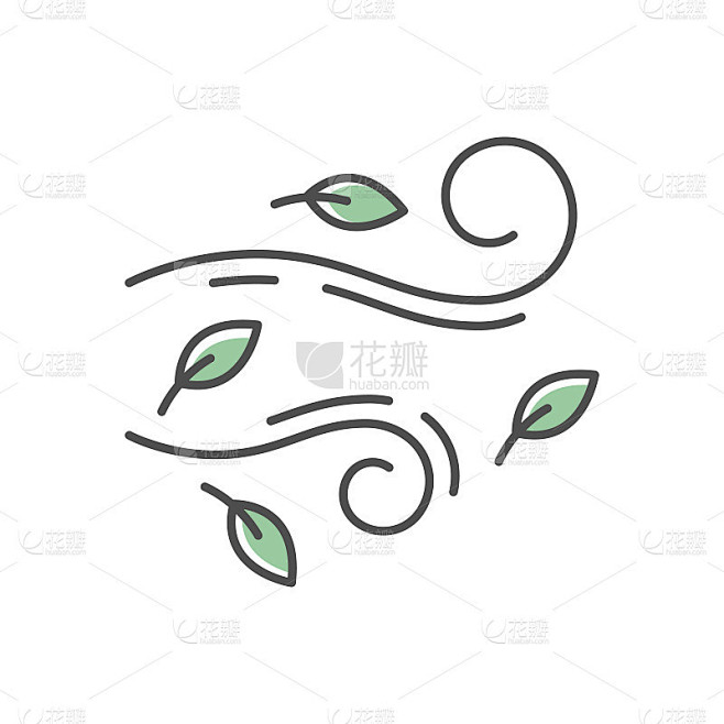 刮风天气RGB颜色图标