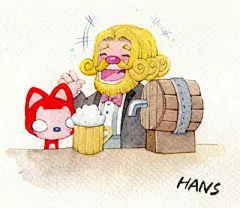 【呓语-倒酒】夜晚的酒吧，酒吧老板Peter给阿狸倒酒，先倒了一点，阿狸说：“够得！”然后peter又倒了一些，阿狸说：“够得!够得!!”最后阿狸的酒杯就倒满了