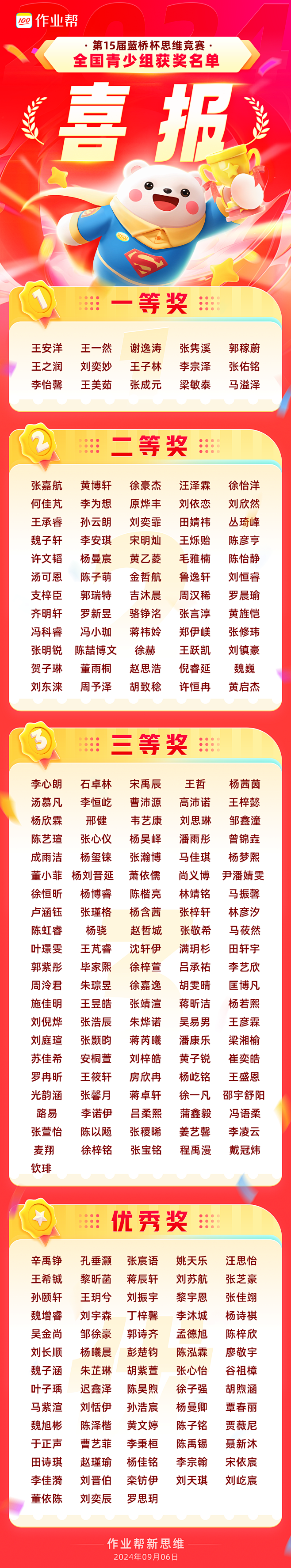 思维蓝桥杯获奖名单