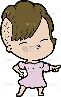 卡通眯眼女孩指指点点