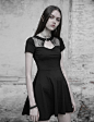 Sexy Hollow Out Lace Stitching Knit Gothic Dress With Buckle Collar Design : Shop the goth punk,Gothic lolita,Rave clothing and gothic fashion at our punk clothing store.The goth stores offer cheap gothic clothing with highest quality material.