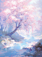 可商底图14|樱花树下的小溪