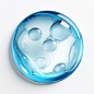 A circular blue large bubble is isolated on a white background, cellular in shape with a slight molecular structure. The drug core adopts a layered and translucent style, transparent, crystal clear, and with clear edges