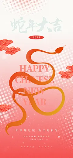 创意潮流蛇年新年春节元旦节日宣传海报
