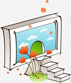 创意合成扁平手绘花卉电视机高清素材 元素 设计图片 页面网页 平面电商 创意素材 png素材