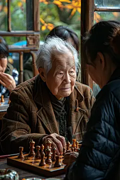 老人公益项目相伴下棋图片