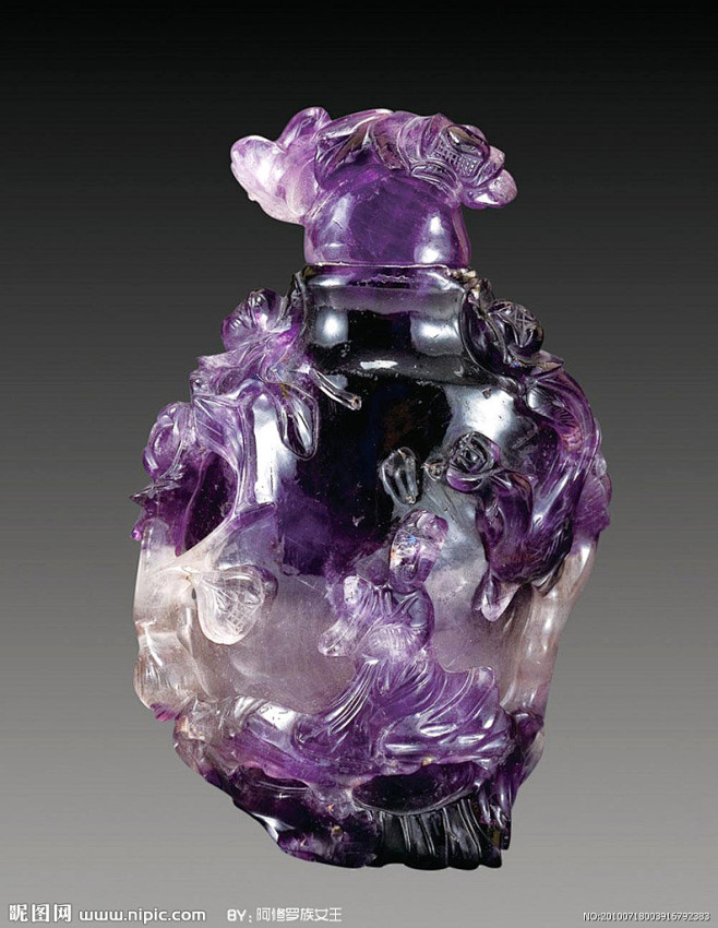 紫水晶 瓶子 雕刻 古董 文物
