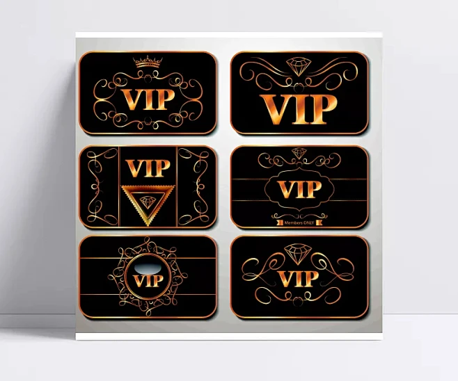 华丽VIP卡矢量|矢量图库,卡/证/帖/牌,会员卡/VIP卡,欧式会员卡,欧式花纹边框,钻石-花瓣网