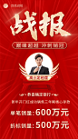 春节金融保险表彰喜报红金海报