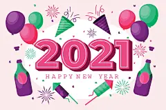 创意2021牛年庆祝新年孟菲斯促销插画海报 AI矢量印刷设计素材 (89)