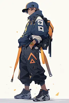 鸭舌帽帅气外套帽子冷酷男孩图片插画