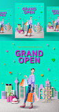 Grand Sale 商场折纸风格大甩卖促销PSD分层韩国海报素材 ti289a10914 :