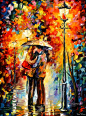 色彩与光的交融：调色刀创作的油画 - Leonid Afremov 油画系列