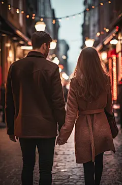 AI数字艺术时尚秋冬年轻夫妻情侣摄影图