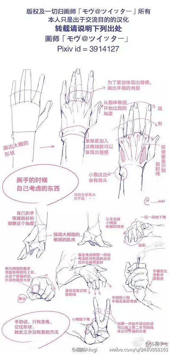 【绘画参考】手的参考~各种姿势都有，只有...