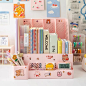 Ins DIY Kawaii Desk Book Stand Plastic Table Stationary Organizer Office Storage Box Separate Bookends Creative Book Shelf