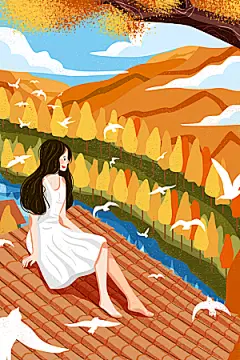 立秋插画宣传海报设计素材