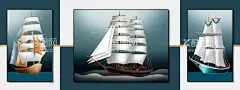 帆船高清艺术三联画  - 源文件下载【酷图网】唯美艺术画,时尚,帆船,高清装饰画,唯美,高清挂画,三联无框画,时尚艺术画
