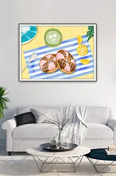 户外野餐美食甜甜圈插画