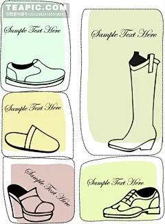 时尚靴子插画矢量素材2#时尚##靴子##插画##卡通##线描##图案##拖鞋##皮鞋##高跟鞋##模板##卡片#