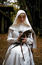 'The Nun's Story', 1959 - Audrey Hepburn as Sister Luke in the Belgian Congo with a tame monkey for company.