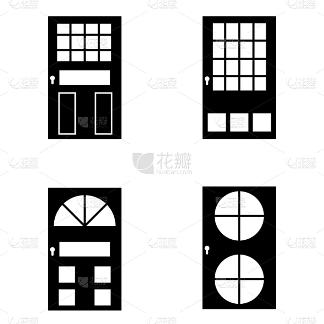 图标集,门,分离着色,矢量,门口,图像,标志,住宅房间,收集,剪影图片_纹理图片素材-花瓣网