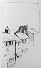 Moleskine sketch of some rooftops | par John Harrison, artist