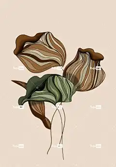 放荡不羁的 波西米亚风情 植物 背景 绘图 海报 鲜花 种子