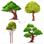 手绘极简绿色树木元素