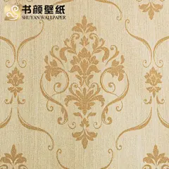 环保无纺布欧式墙纸 新古典大马士革壁纸 客厅卧室电视背景墙满铺