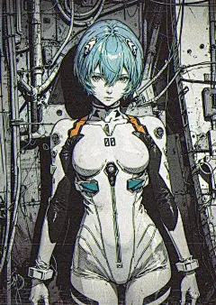 作者是一个X上的创作者，黑暗复古的漫画风格，主题是各大动漫IP的女主角，也有原创。还有很多类似的作品，有兴趣可以去@xenotrip看看
绫波丽